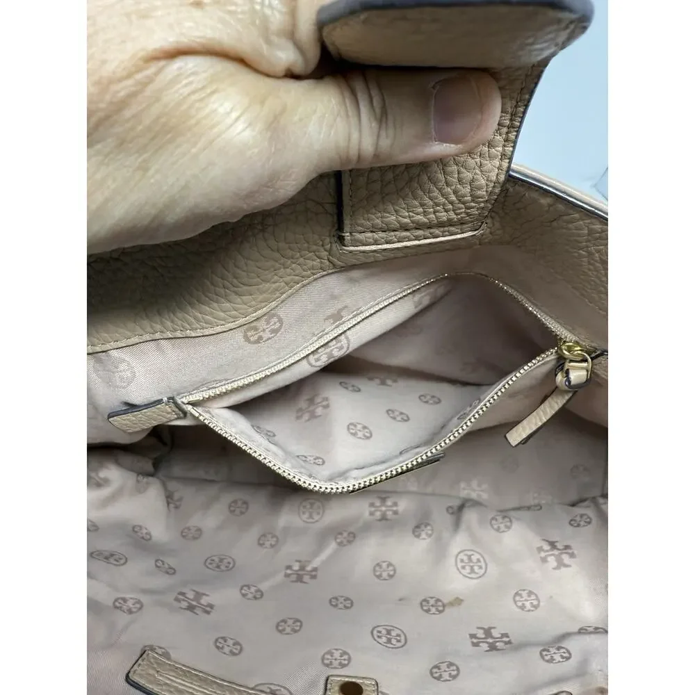 NEW TORY BURCH LEATHER TAYLOR TOTE DEVON SAND NEW WITH TAGS - Picture 7 of 11